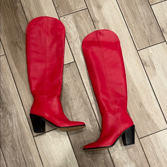 Jessica Simpson Red Knee-High Leather Boots - Picture 3 of 5